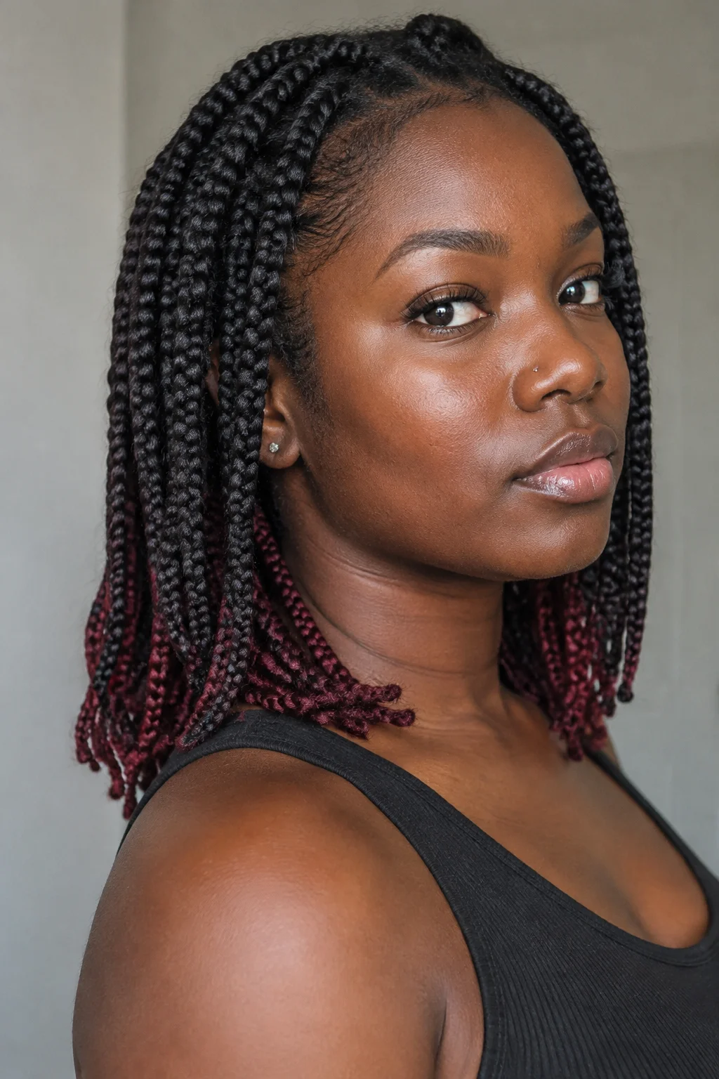 Burgundy Knotless Underlayer hair color