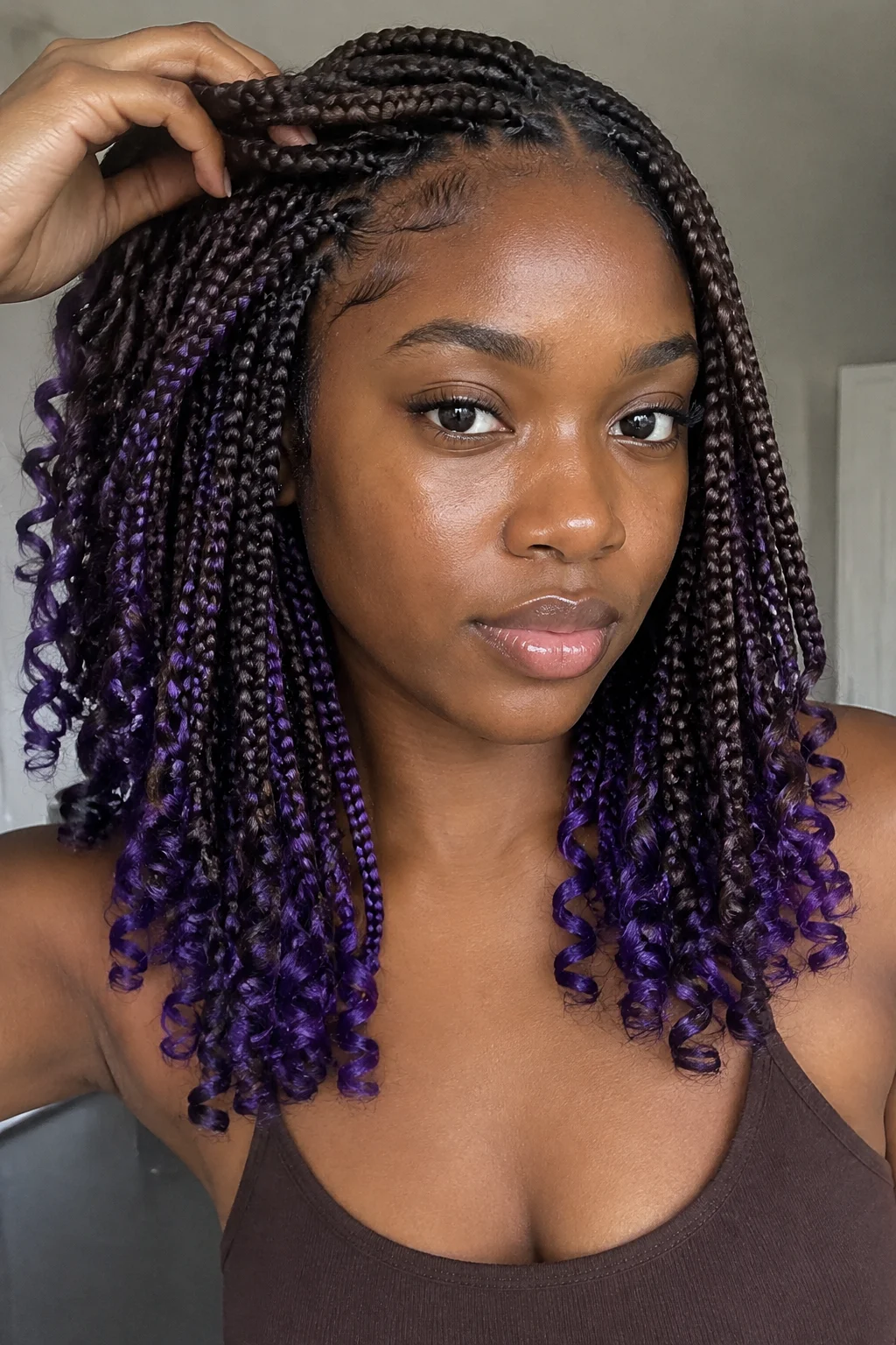 Deep Purple Goddess Peek hair color