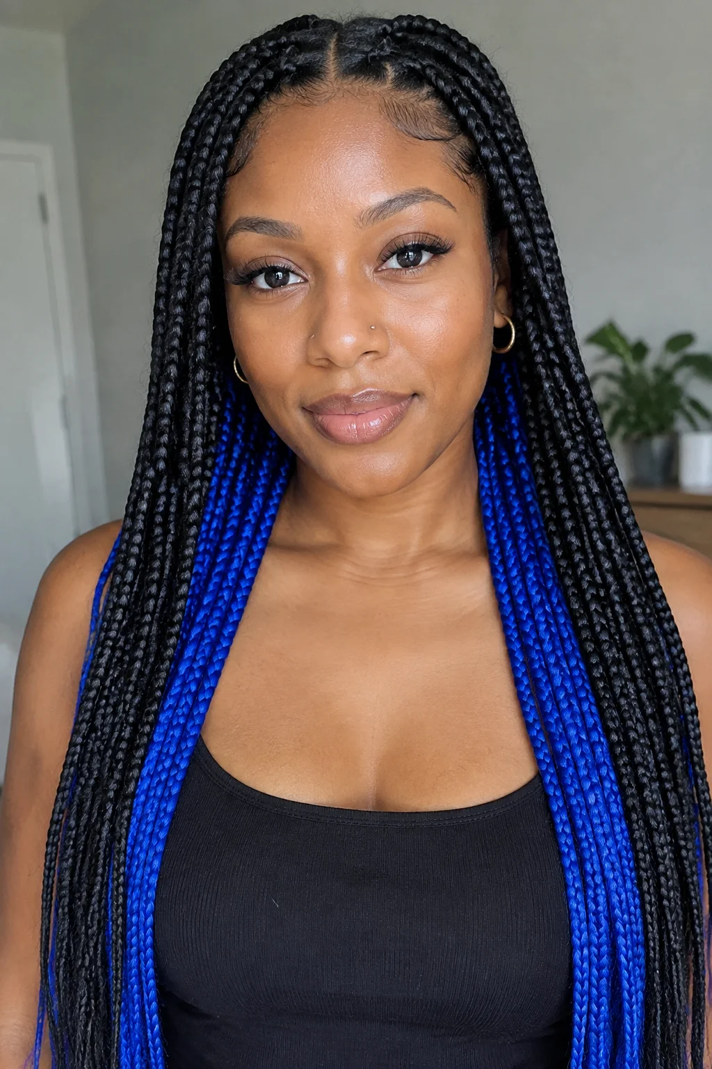 Electric Blue Knotless Pop hair color