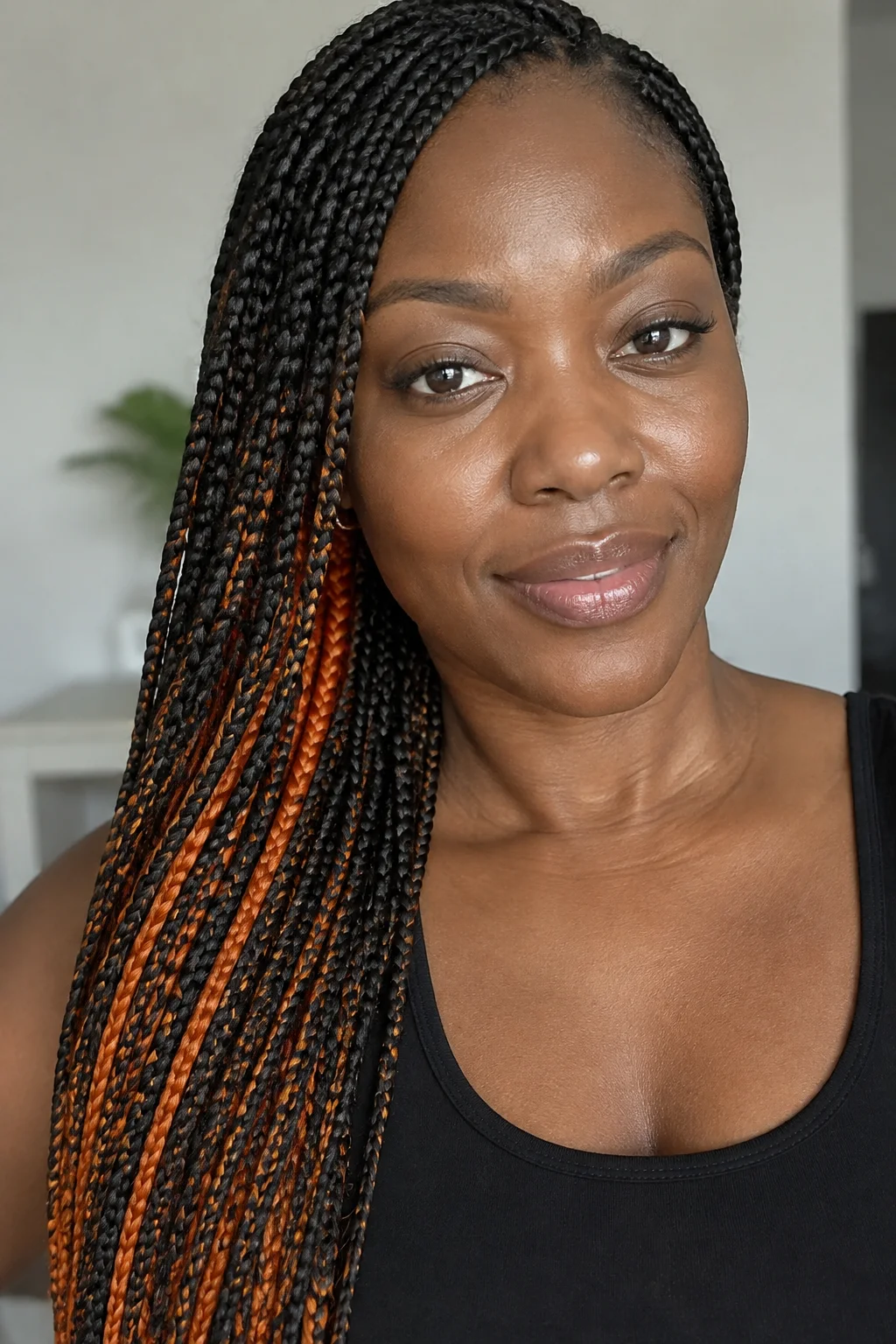 Ginger Orange Small Braid Peek hair color