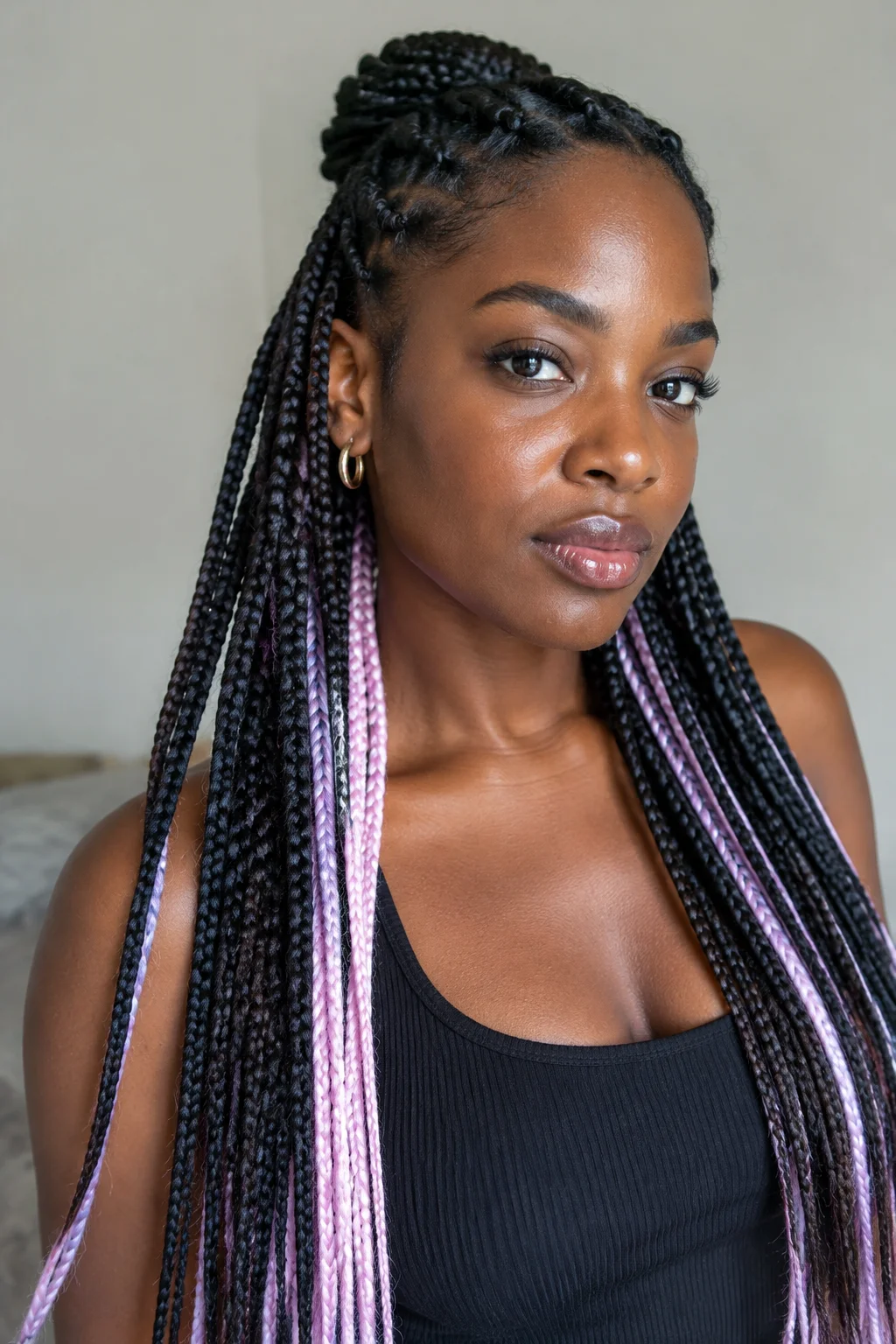 Pastel Lilac Waist-Length Peek hair color