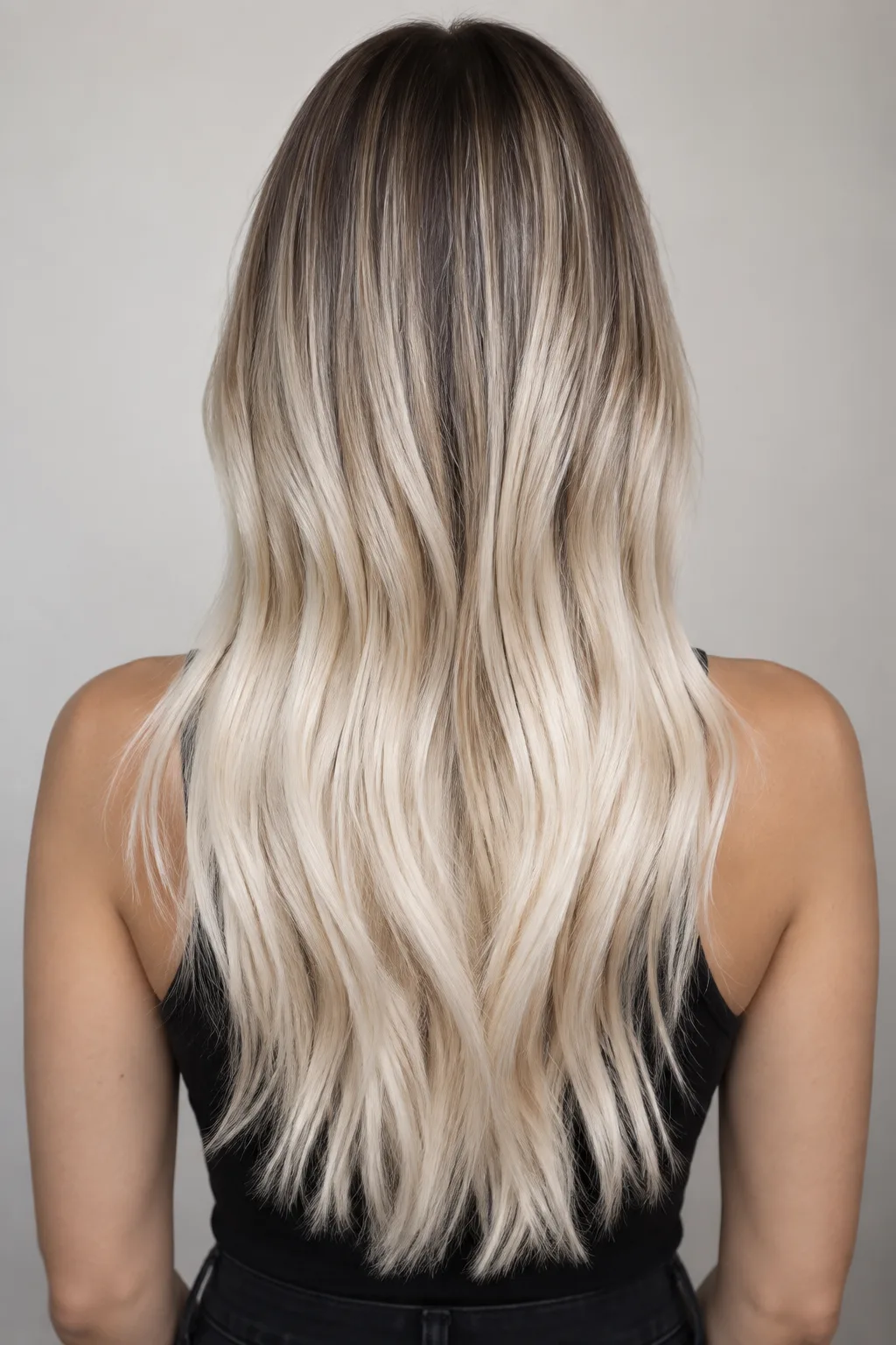 Platinum Ombre With a Shadow Root hair color