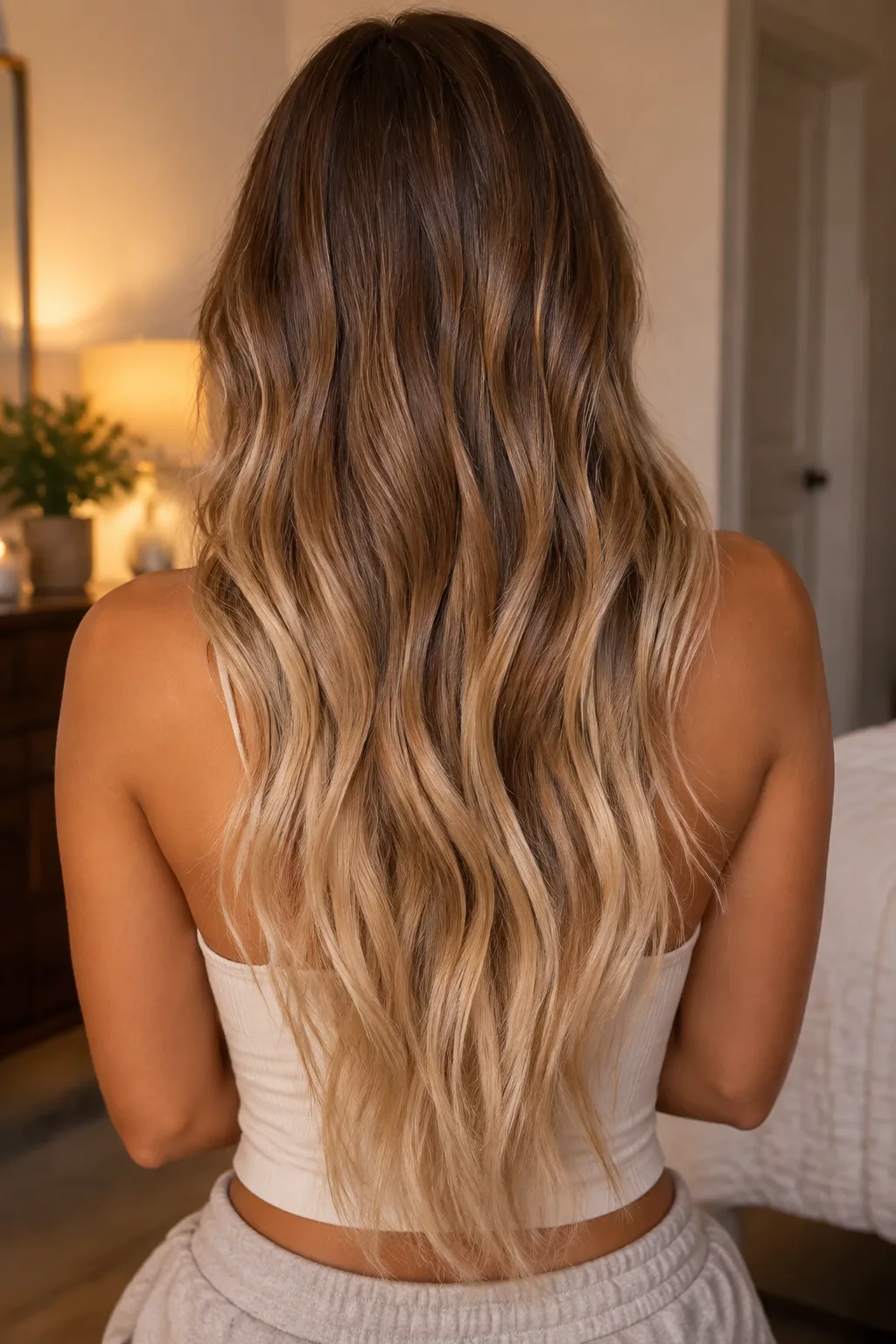 Caramel to Blonde Ombre hair color