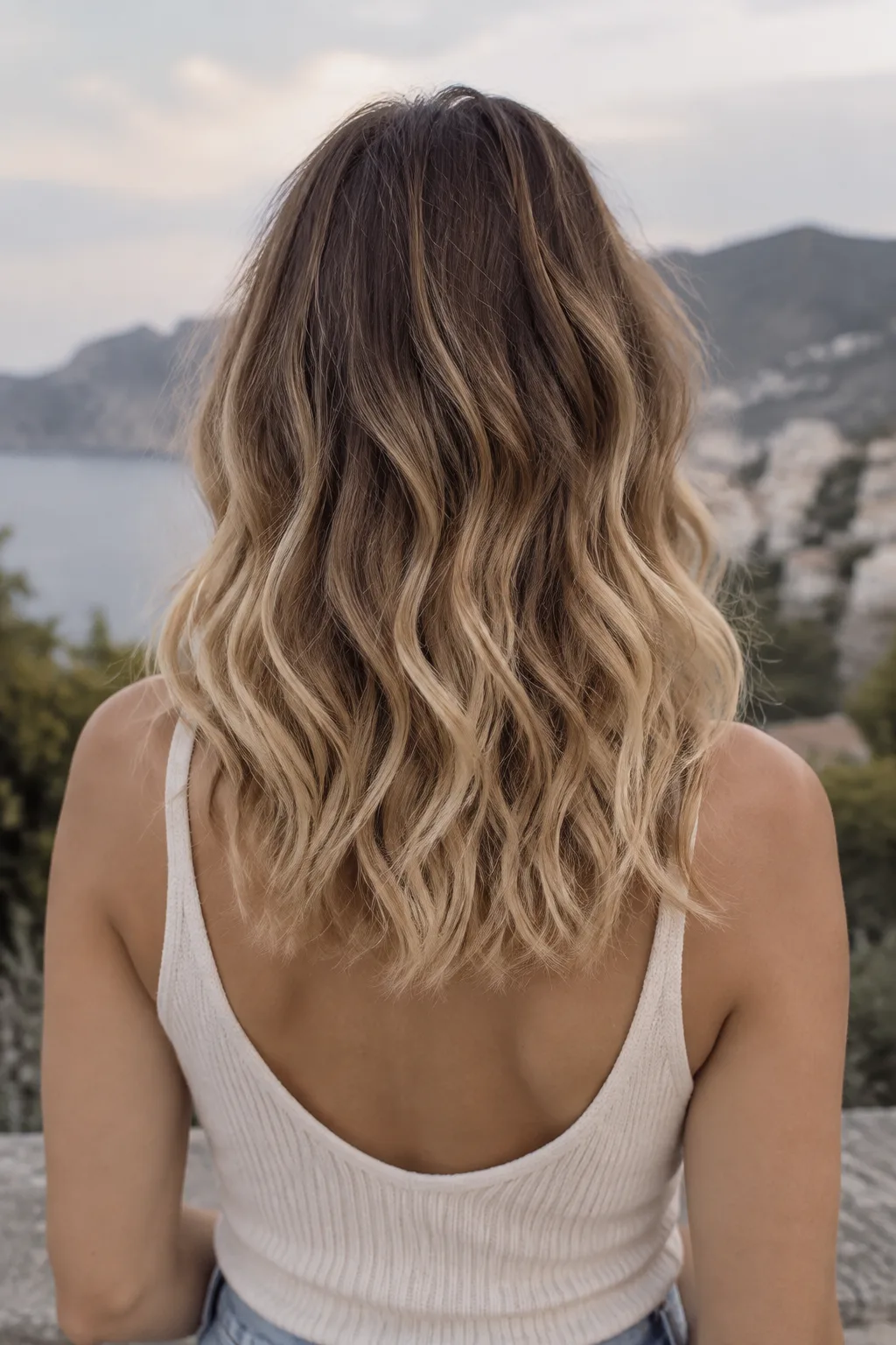 Sandy Blonde Ombre on Wavy Hair