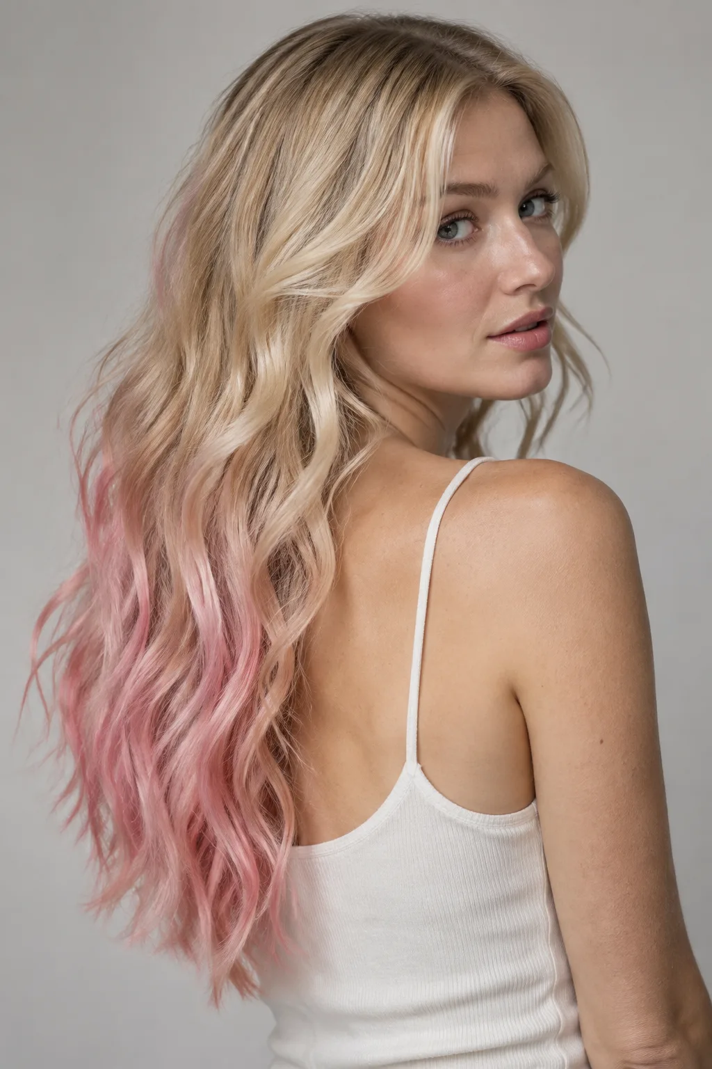 Pastel Pink Ombre on Blonde hair color