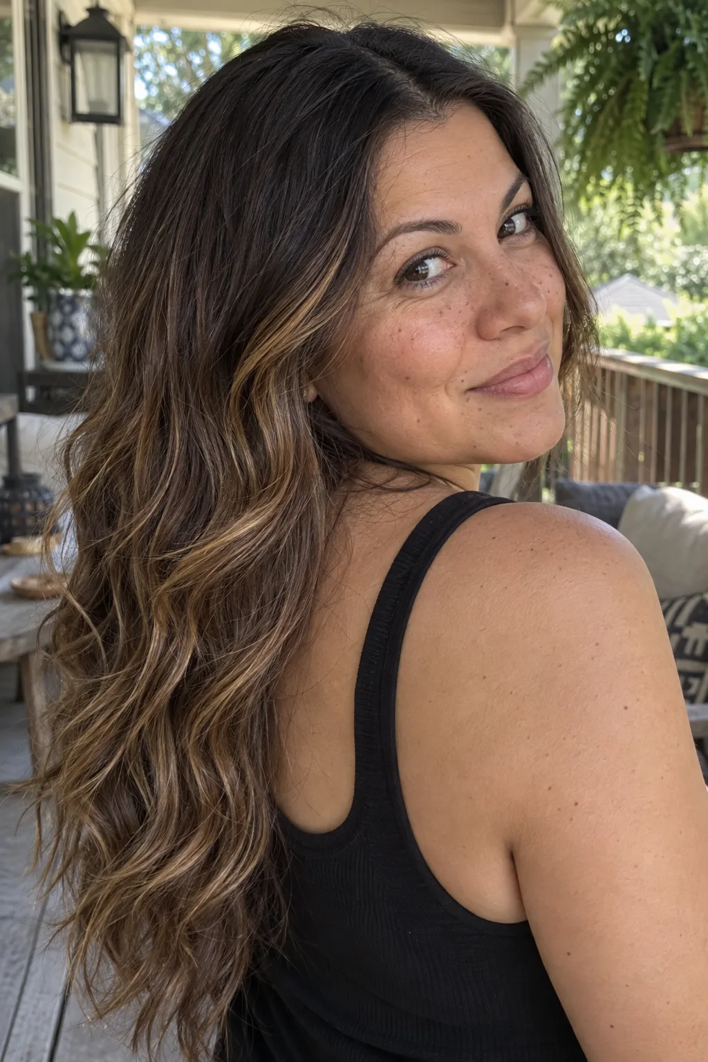 Caramel Balayage on Dark Brown Hair