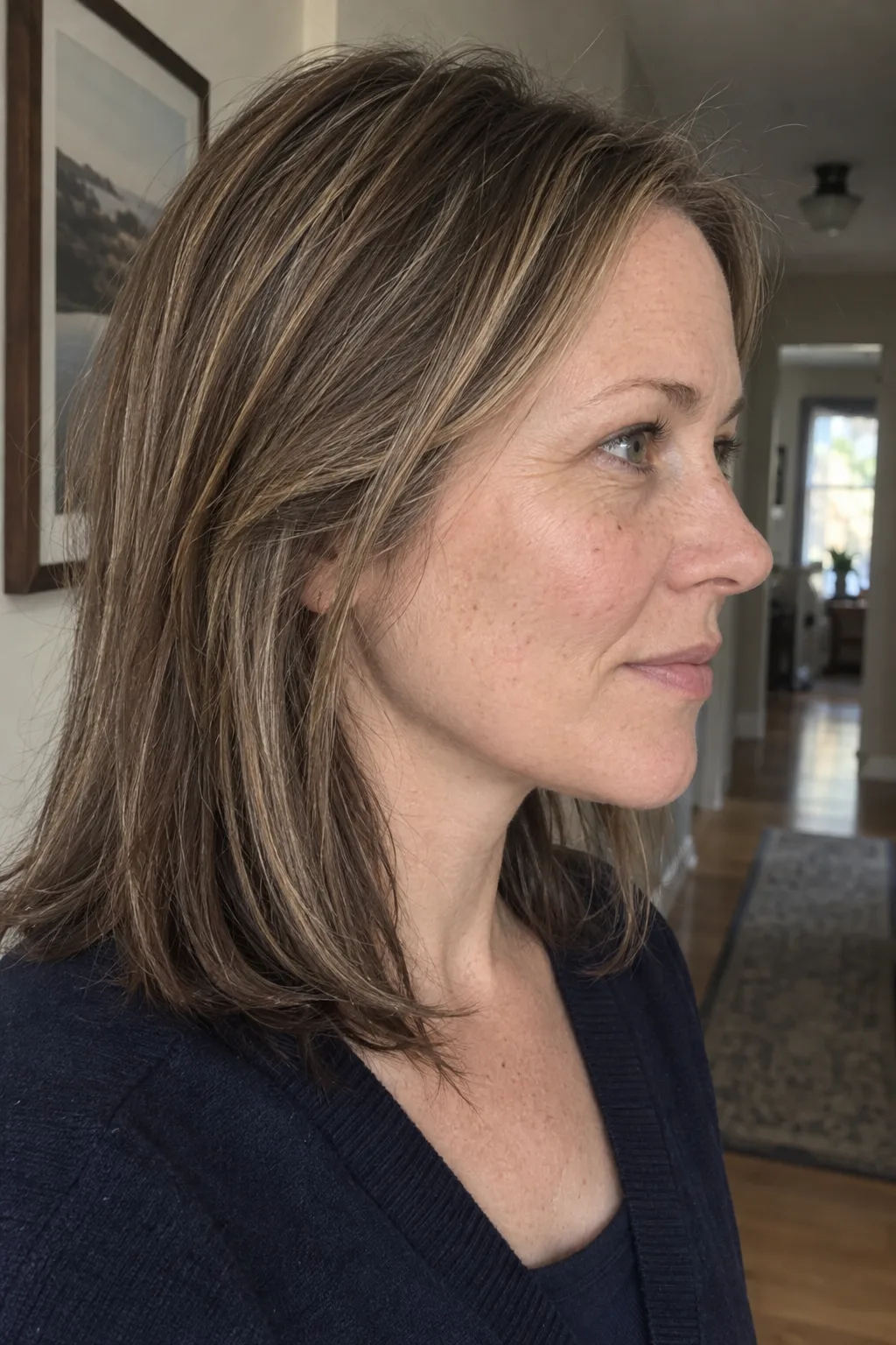 Ash Blonde Highlights on Medium Brown hair color