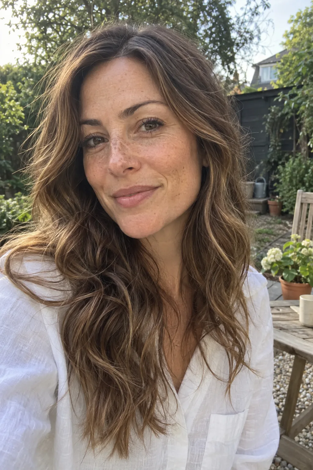 Golden Blonde Highlights on Chestnut Hair