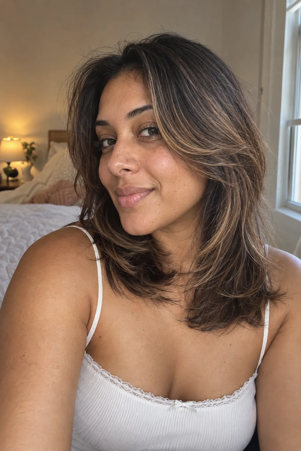 Butterfly Cut with Brunette Balayage hairstyle