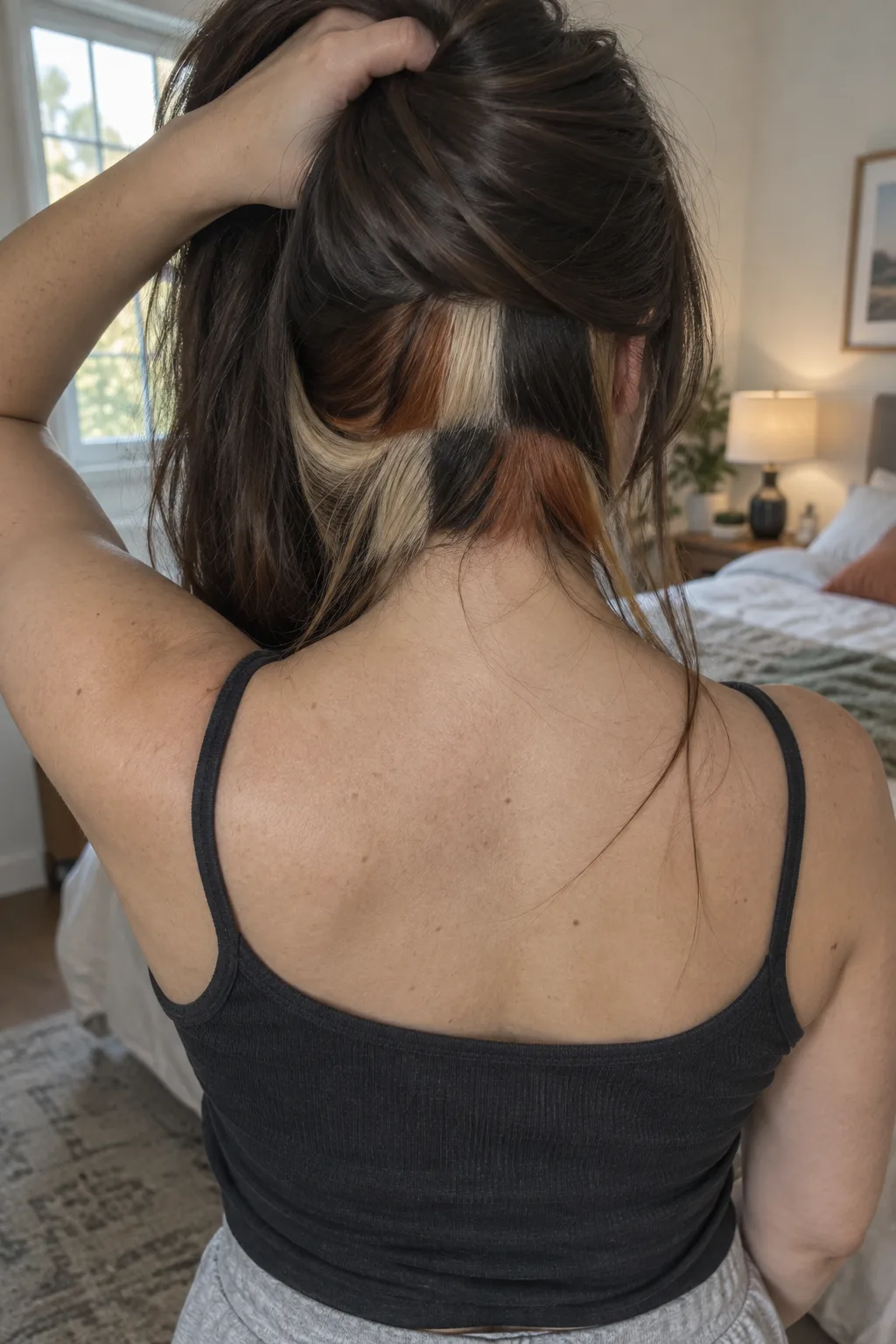 Hidden Underlayer Calico Panel hair color