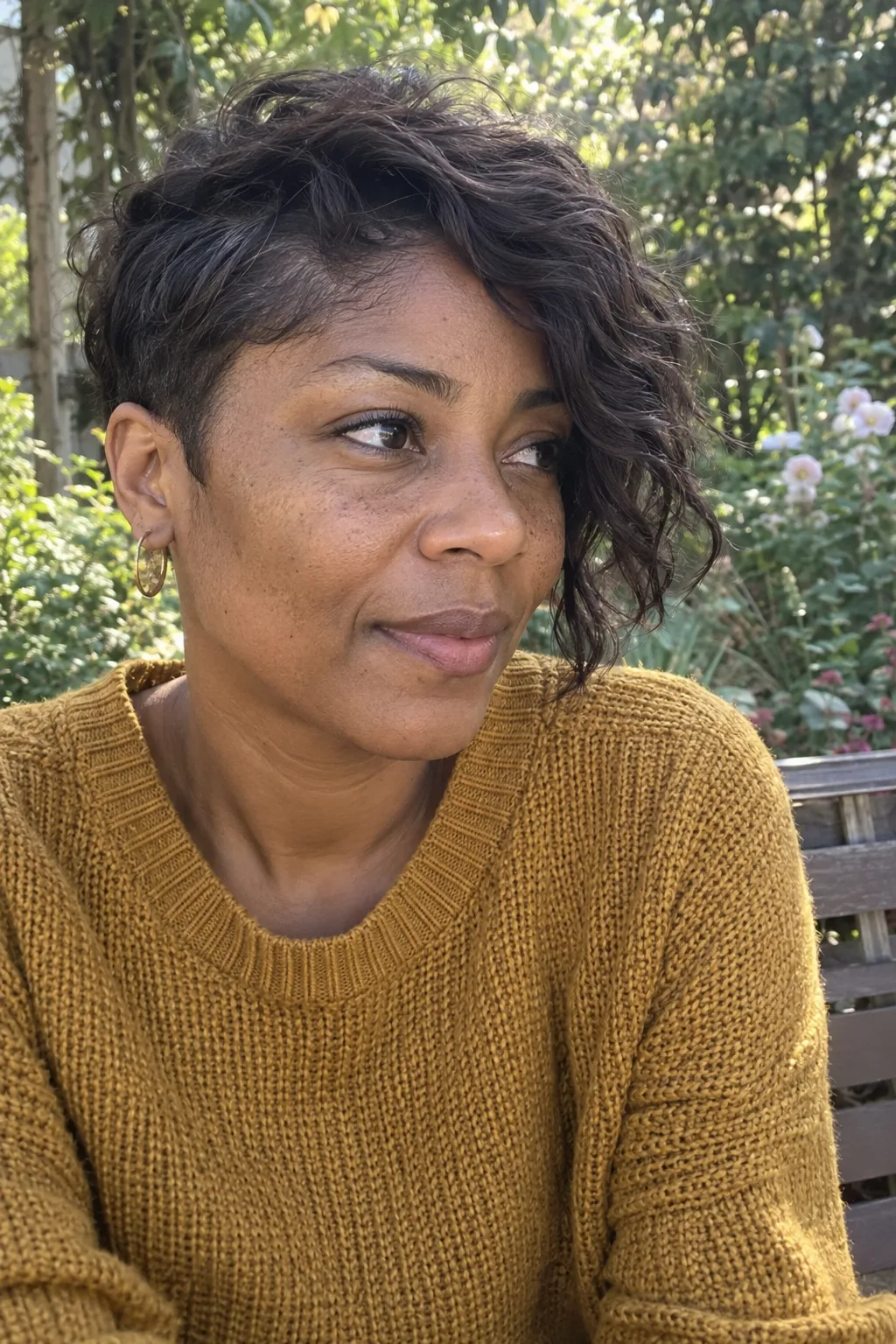 Asymmetrical Wavy Pixie hairstyle