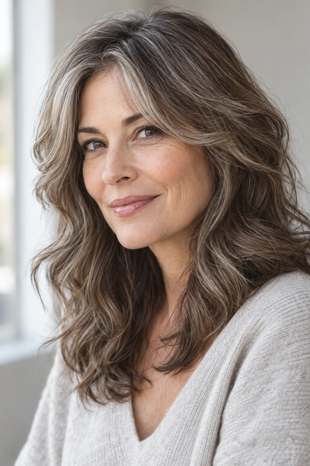 Face-Framing Bangs with Layered Waves hairstyle