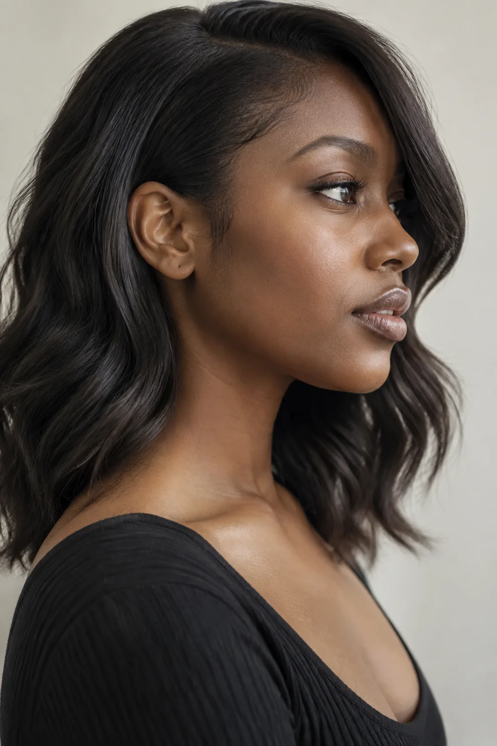 Long Side Bangs Tucked Behind the Ear hairstyle