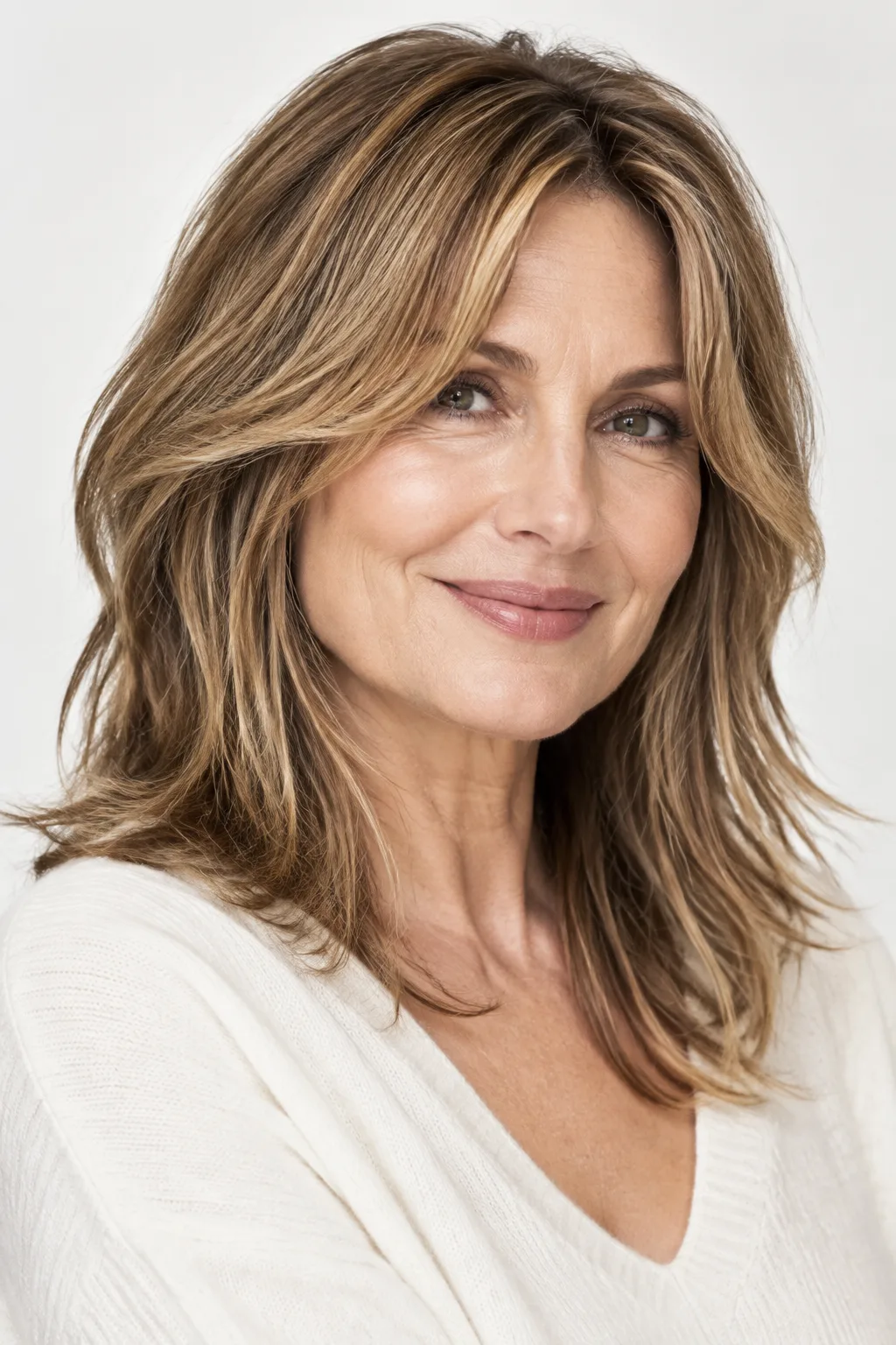 Curtain Bangs With Medium Layers hairstyle