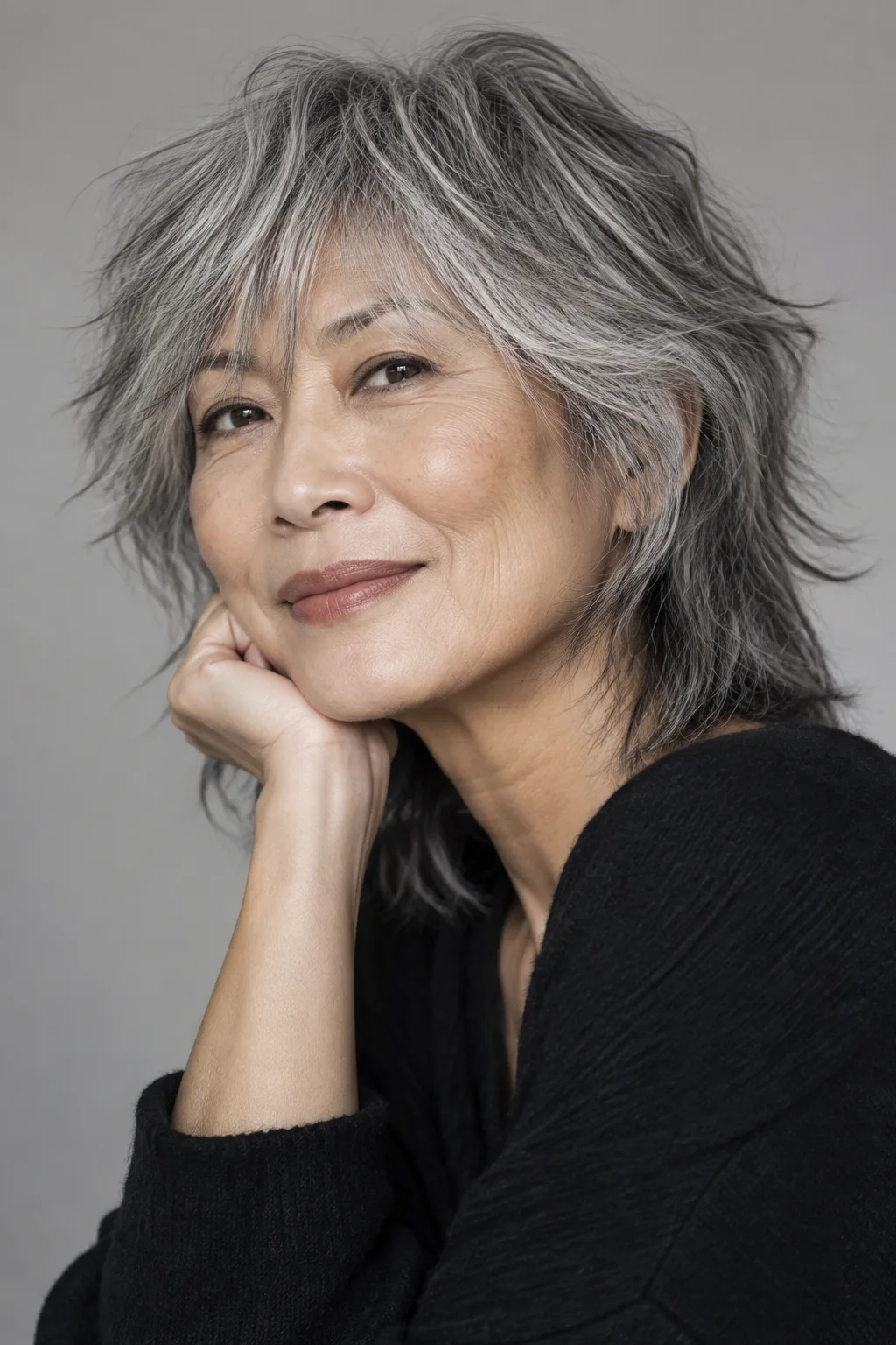 Textured Shag for Gray Hair