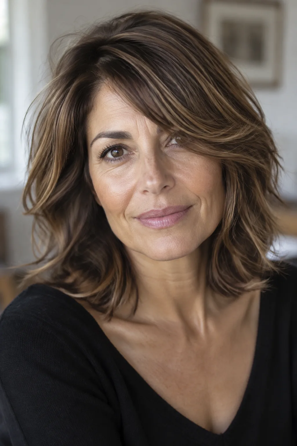 Side-Swept Bangs With a Medium Cut hairstyle