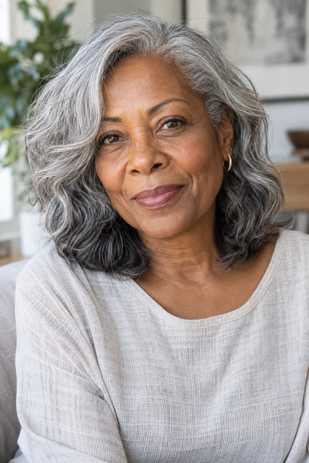 Silver Medium Cut With Soft Waves hairstyle